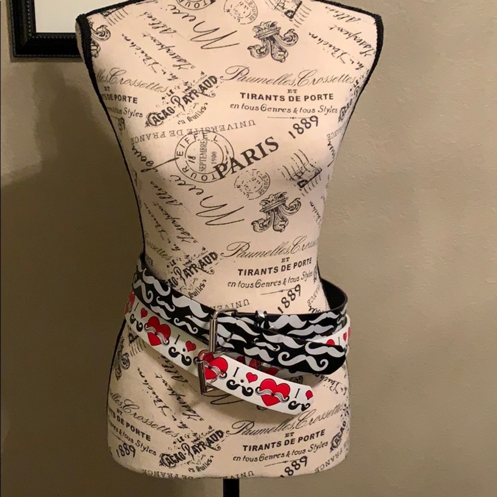 2 Mustache leather belts selling together